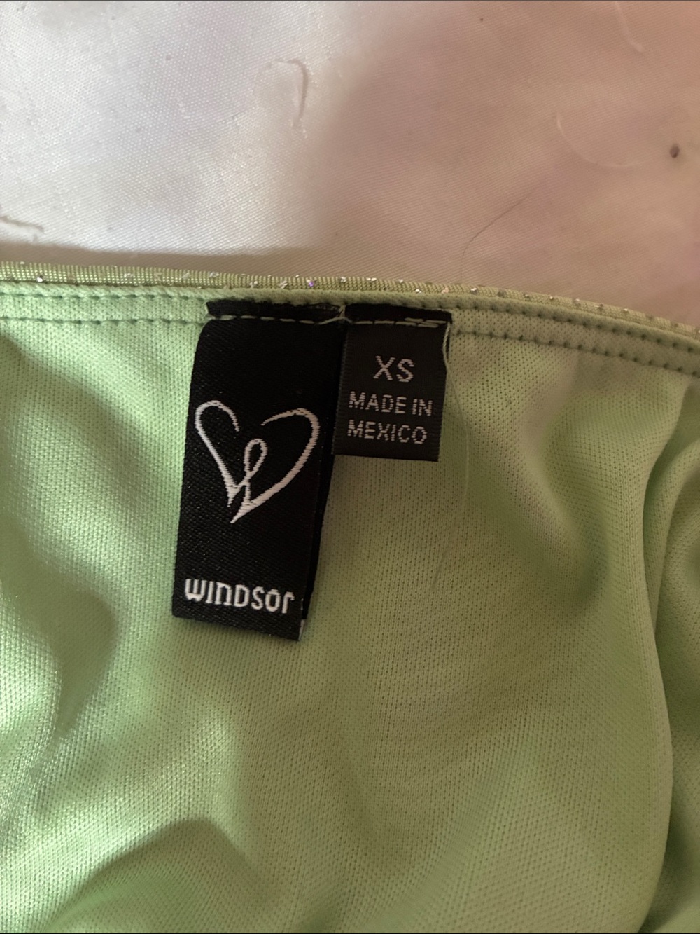 Windsor Light Green Sparkle Strapless Ruffle Dress - Picture 3 of 3